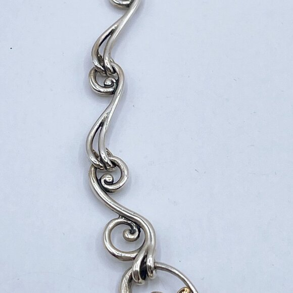 Carolyn Pollack 925 Sterling Silver & Brass Filigree Scroll Necklace 16"-19" Adj - Picture 8 of 8